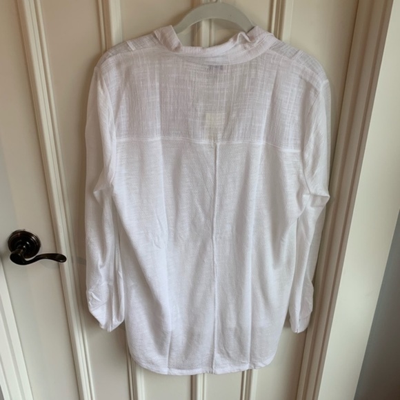 Lucky Brand White Cotton Button Up NWT Sz M - Picture 2 of 4